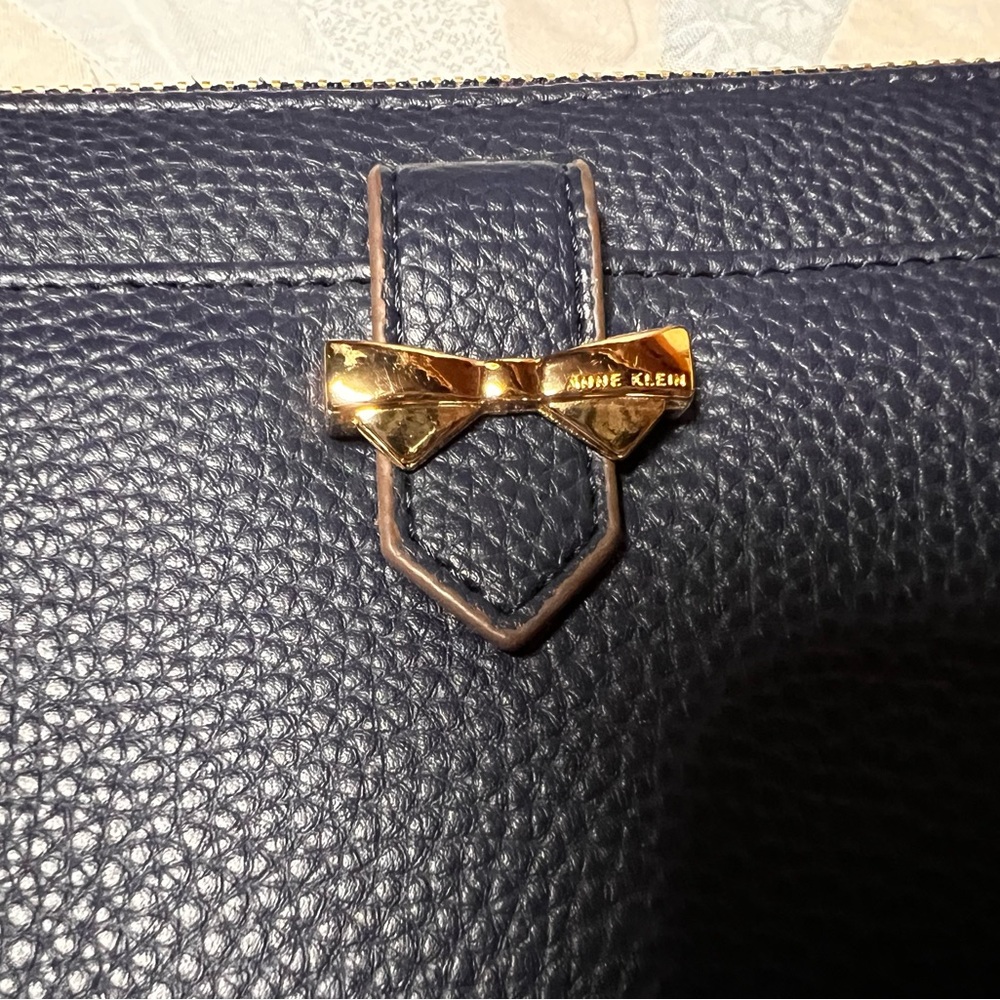 Anne Klein Navy Wallet with Gold Accent - Picture 2 of 6